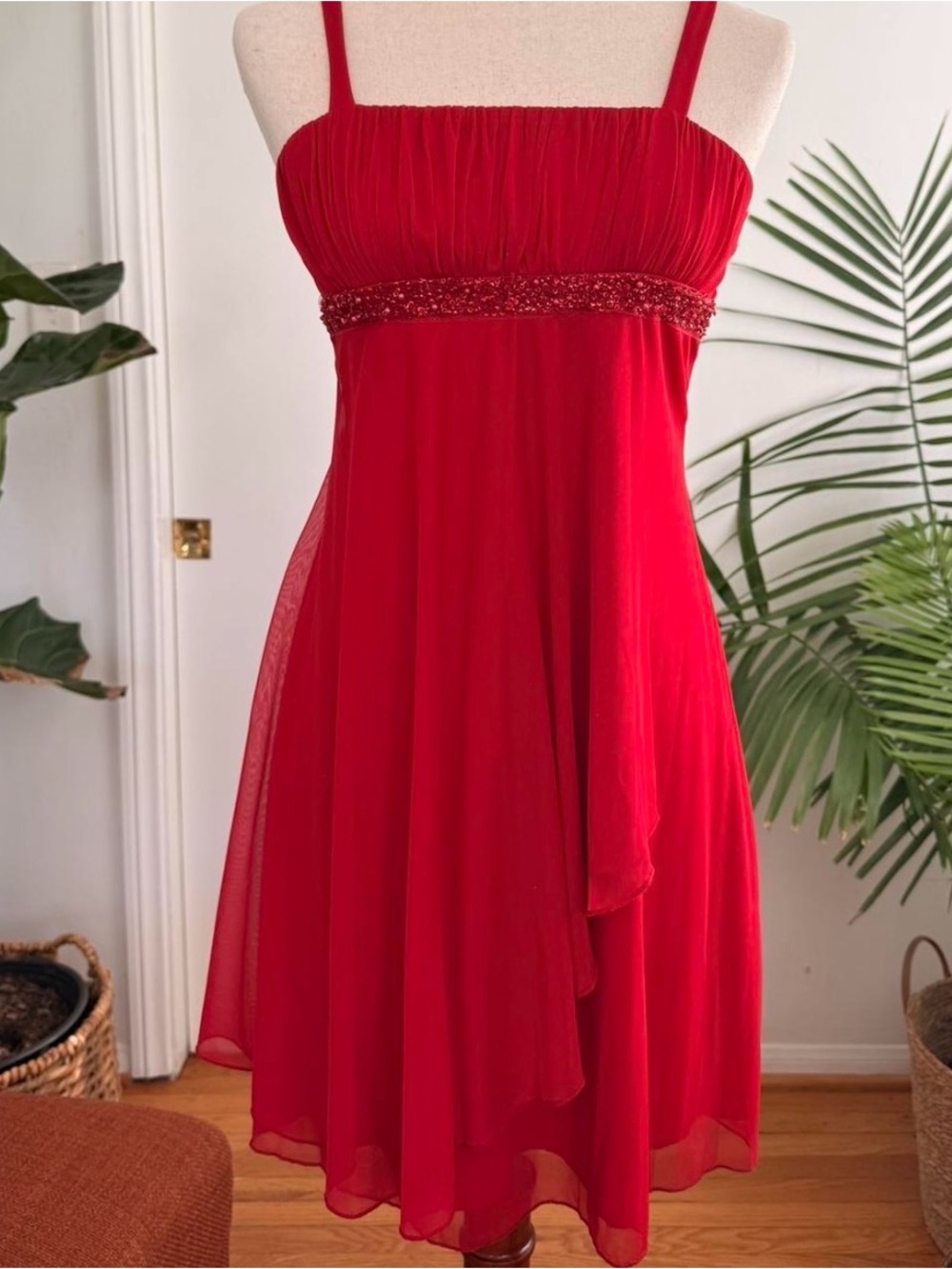 Red Vintage Y2K City Triangles Dress